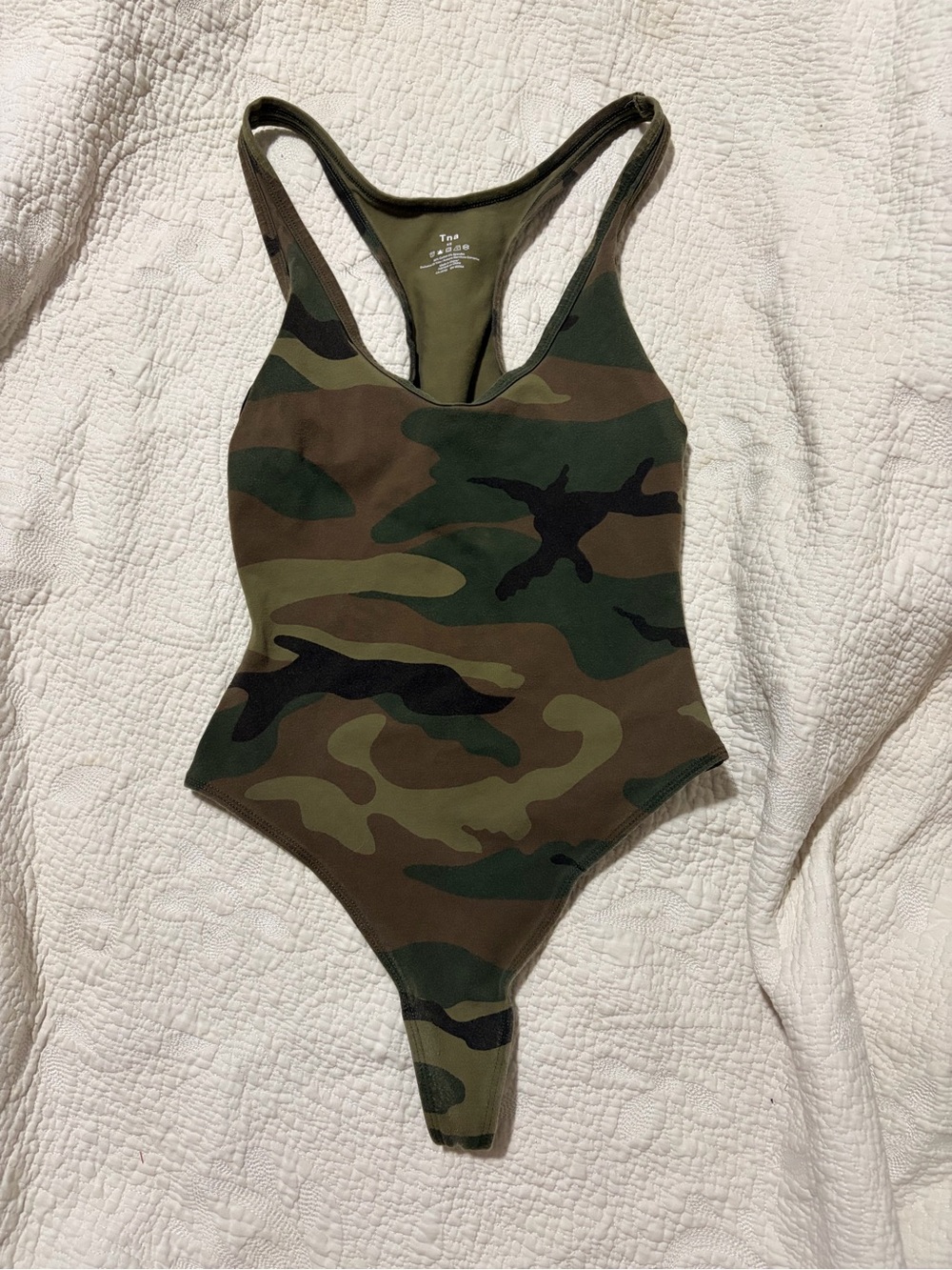 TNA womens size xs Camo Racerback Bodysuit